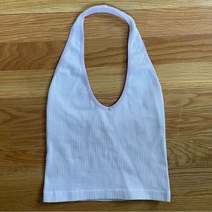 Light Pink Urban Outfitters Ribbed Halter Top